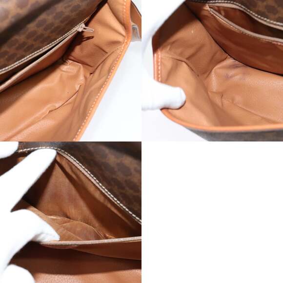 CELINE Macadam Canvas Shoulder Bag Pvc Leather Brown Gold - Picture 12 of 12